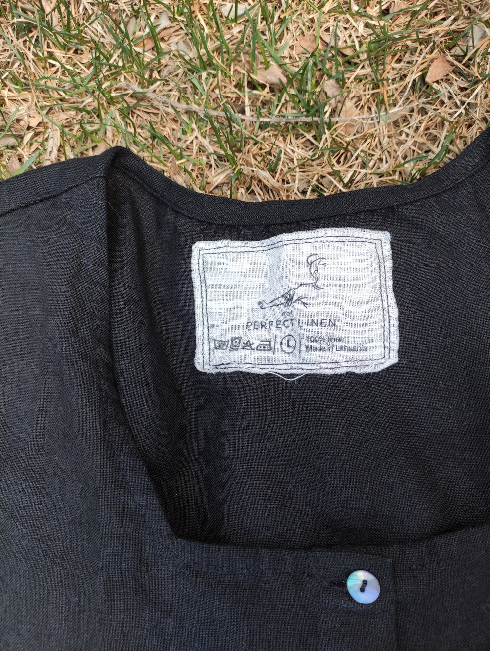 Not Perfect Linen "Mama Maxi" Dress In Black Linen, Size Large - Picture 2 of 10